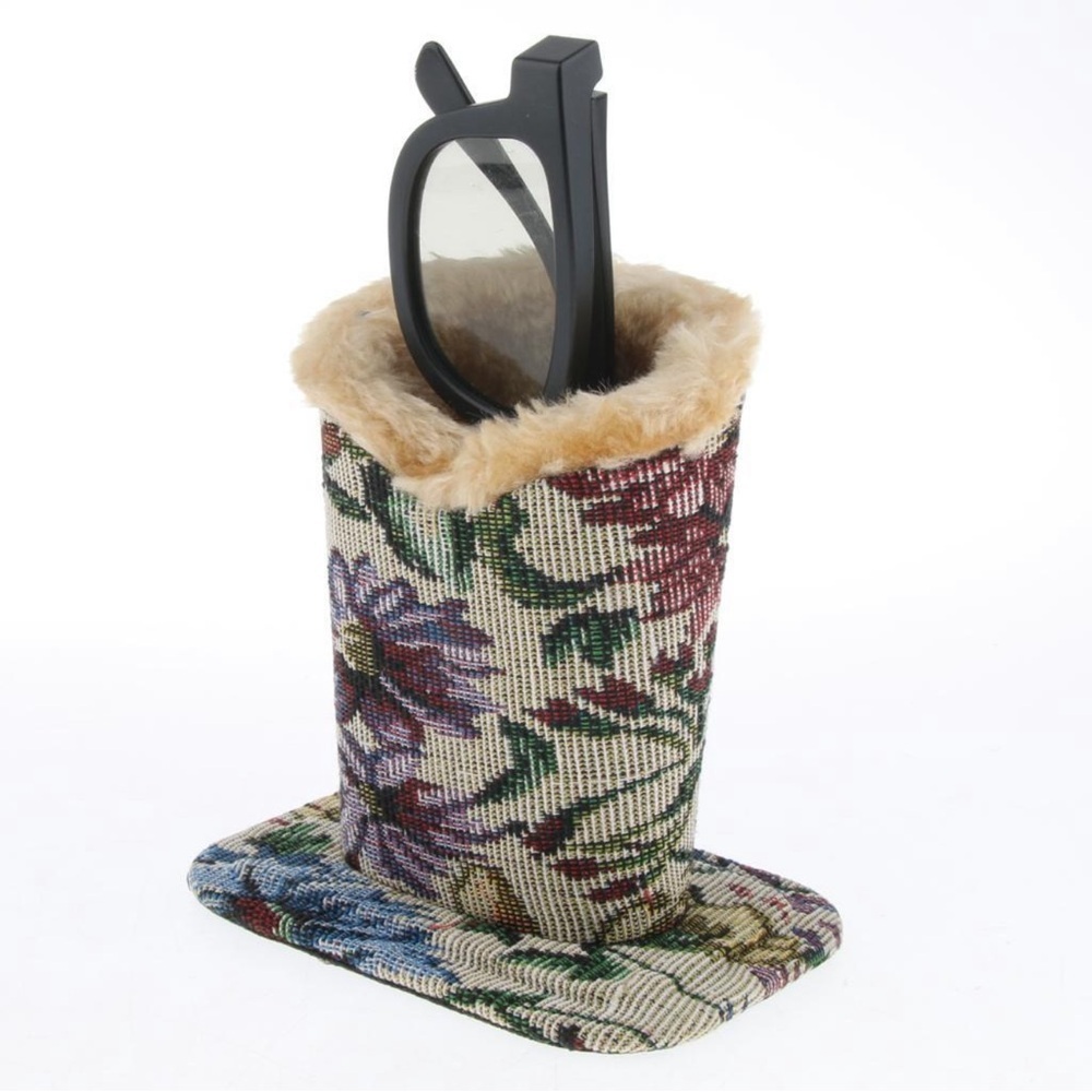 Floral Tapestry Faux Fur Lined Women's Glasses Holder Accessory - Picture 4 of 9